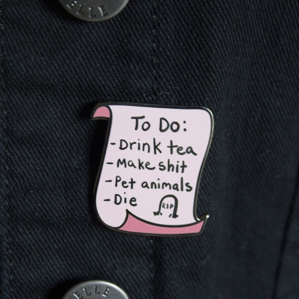 To Do List Pin RIP Goth enamel lapel pin brooch